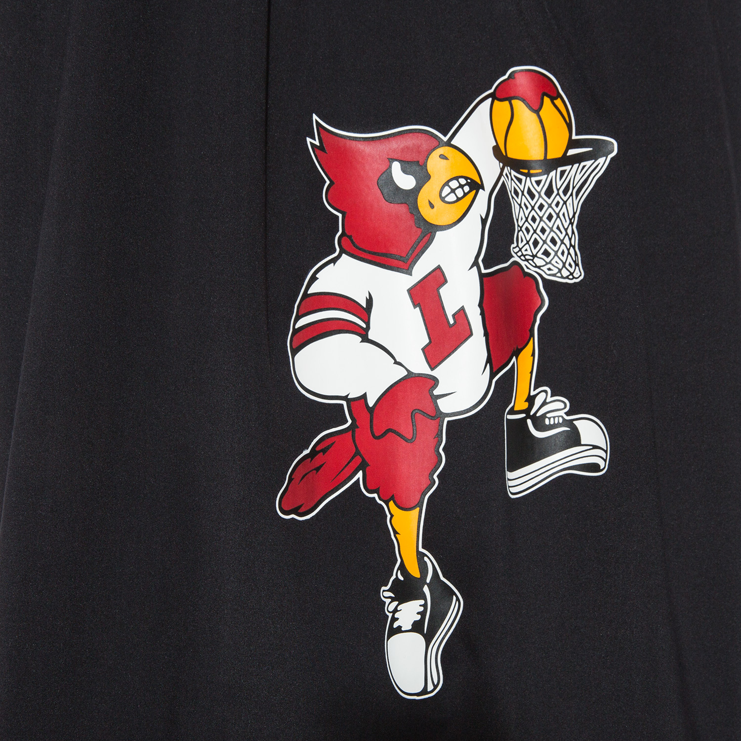 Louisville Cardinals Basketball White Game Used Dunking Bird Throwback  Shorts L