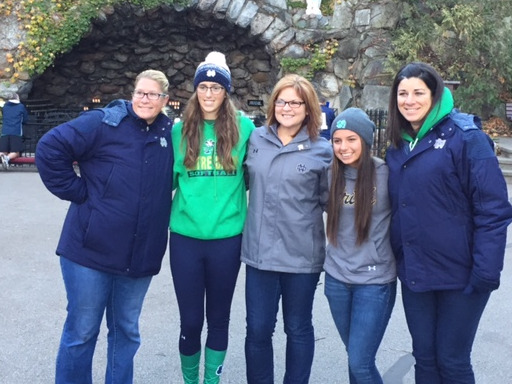 Coach Kris Ganeff, Alex McManus, Coach Deanna Gumph, Me, Coach Lizzy Ristano. This is us moments after I told the coaches I wanted to be part of the Irish Family!