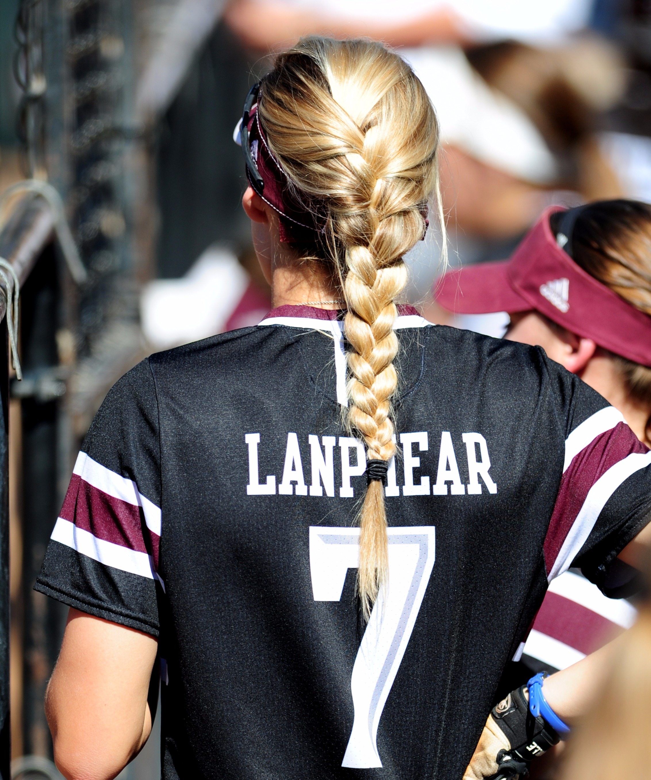 Image of Two french braids softball hairstyle