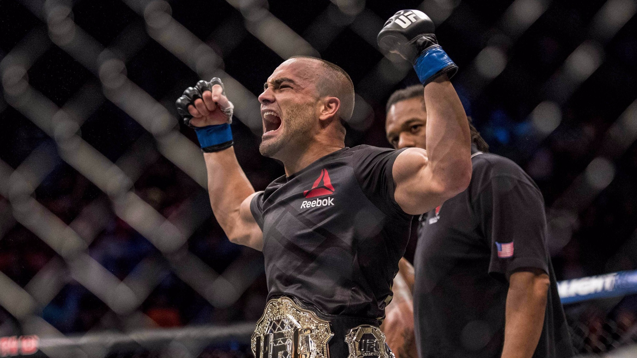 Eddie Alvarez UFC hands up belt