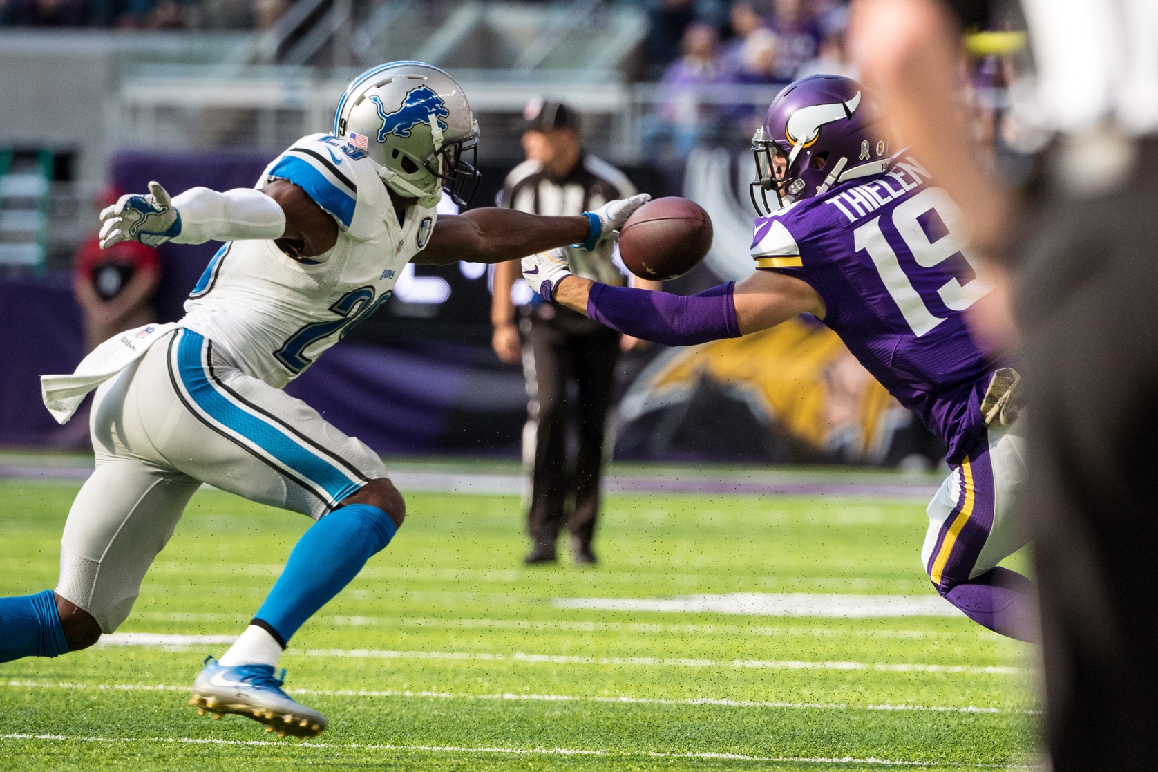 Johnson Bademosi in action for the Detroit Lions. Bruce Hammelgam for USA Today.