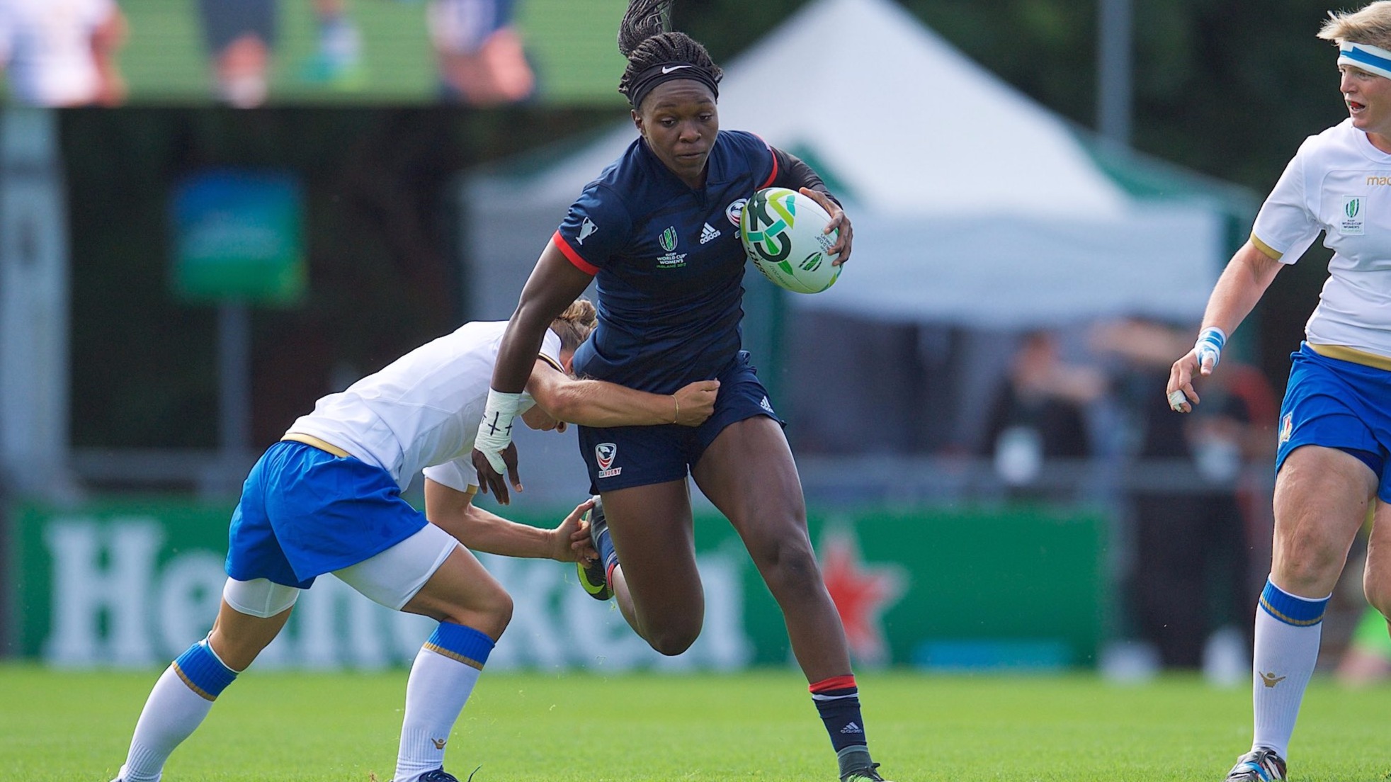 Cheta Emba made some key tackles, and can run, too. Ian Muir photo.