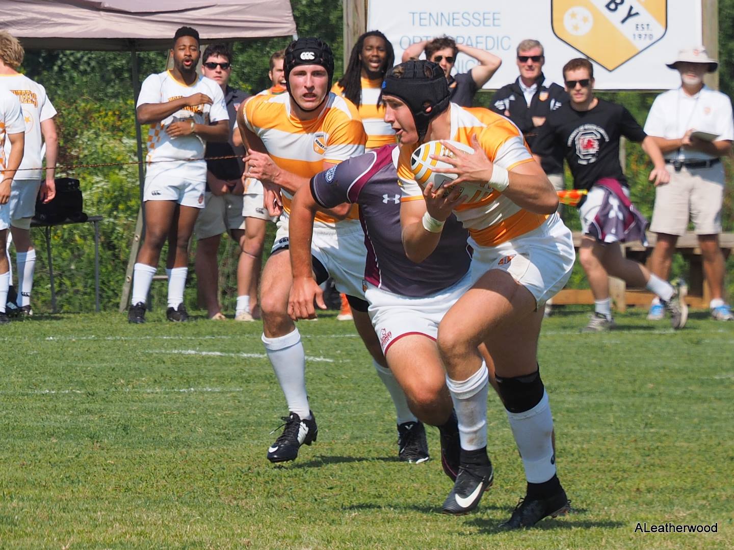 Graham Wallace takes the ball up for Tennessee. Ann Leatherwood photo.