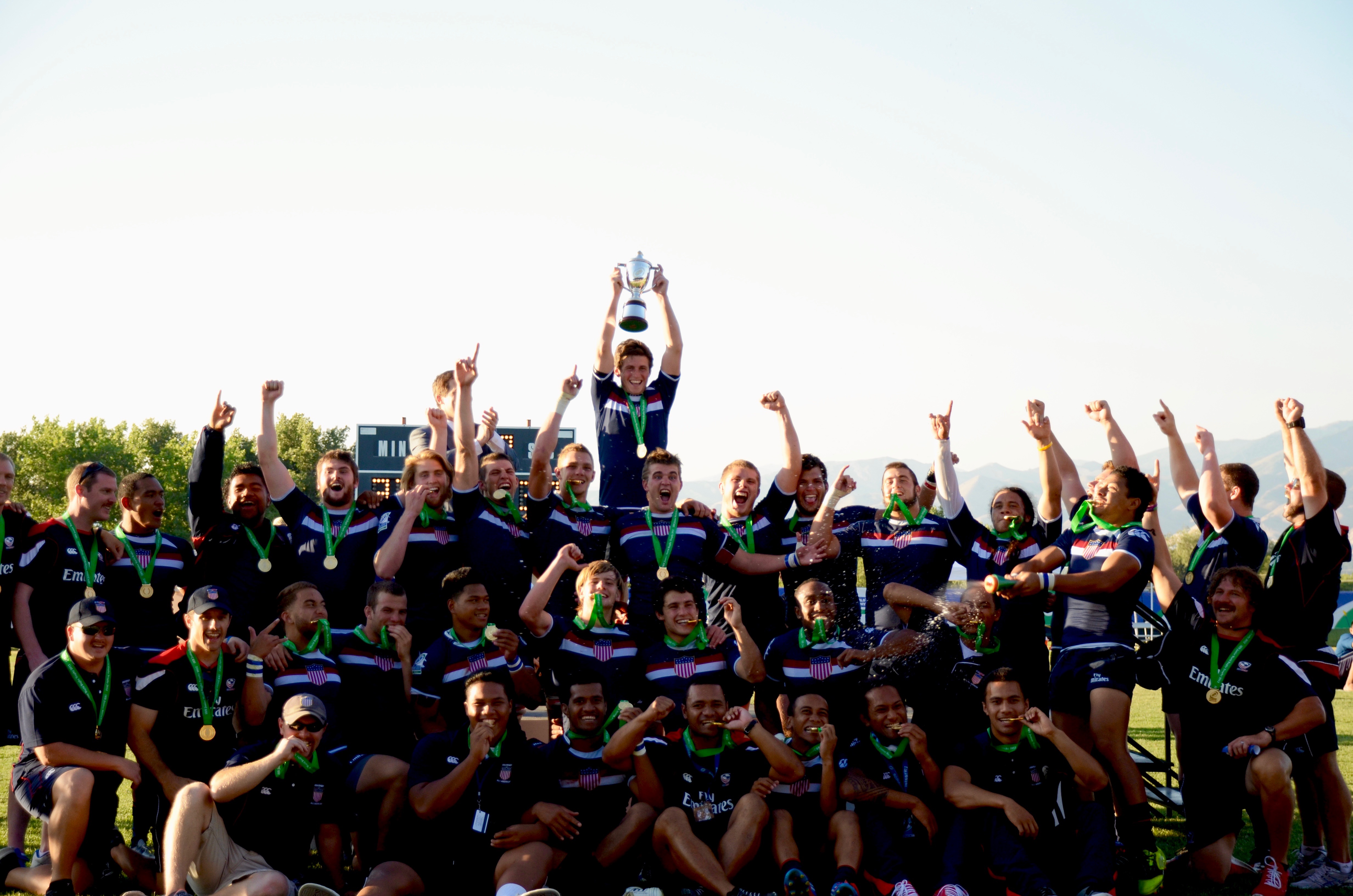 2012 USA U20 team wins the 2012 Junior World Rugby Trophy. P Crane photo.